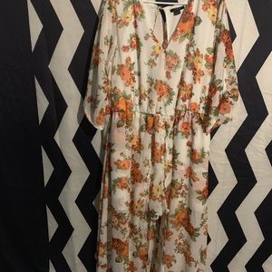 Floral quarter sleeve romper SZ 3X